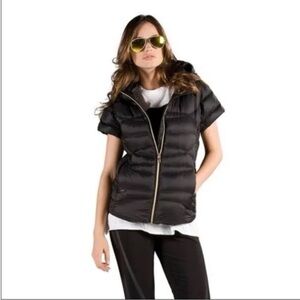 Orobos Black Packable Lightweight Down Puffer Vest Convertible Hood Size Large